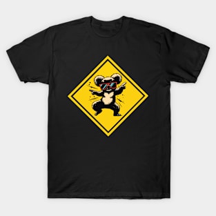 Dancing koala with sunglasses on traffic sign T-Shirt